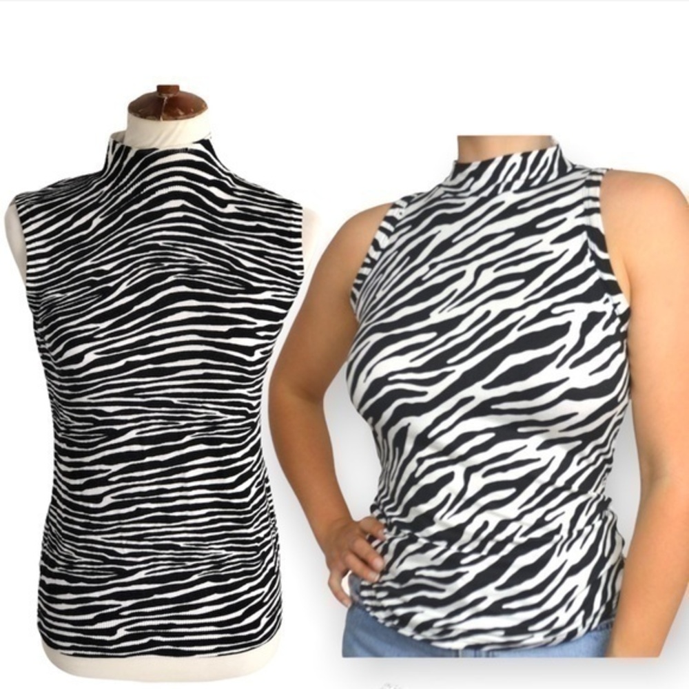 Cable & Gauge sleeveless top with zebra print